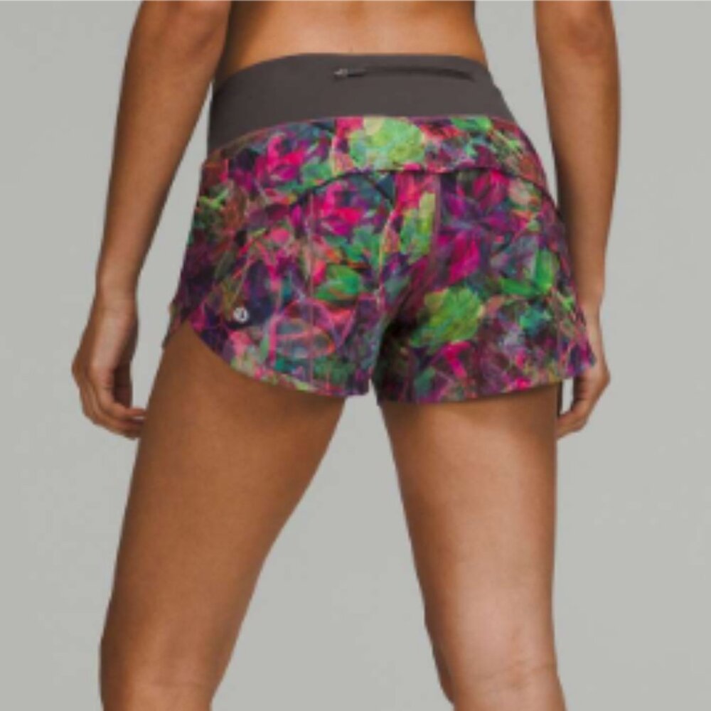 Lululemon Speed Up Mid-Rise Lined Short 4"- Vivid Floral Tone Multi